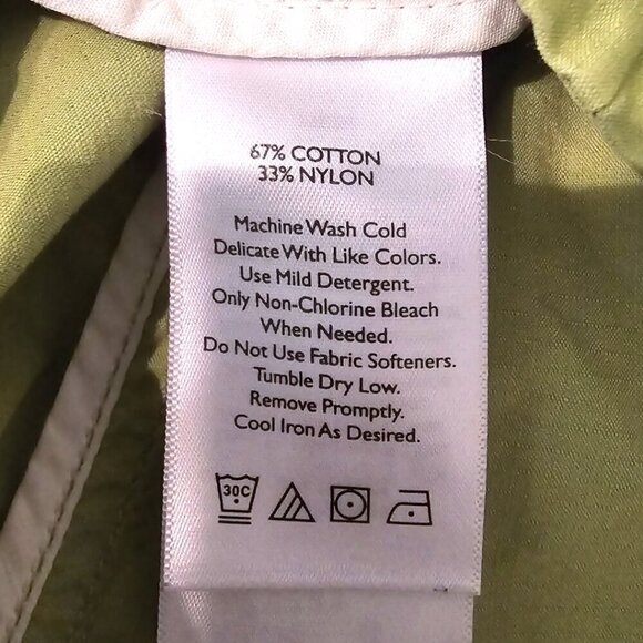 Eddie Bauer Green Nylon High Neck Roll Tab Sleeve Utility Jacket Sz S - Picture 9 of 10